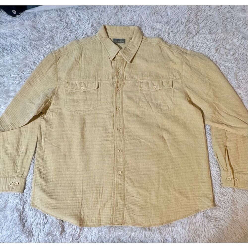 Weekendz off thick long sleeve stripe texture button down pocket shirt XXL